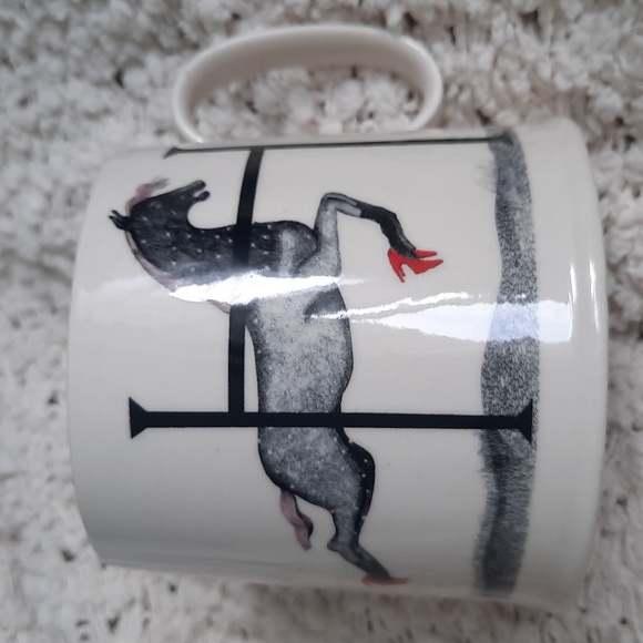 Anthropologie Drawing by Florence Balducci 'H' for Horse w/Red HeelsMonogram Mug - Picture 2 of 8